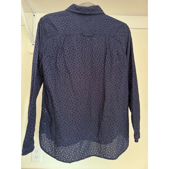 Banana Republic Dillon‎ Shirt Women's Size Medium Navy Cutout - Picture 2 of 8